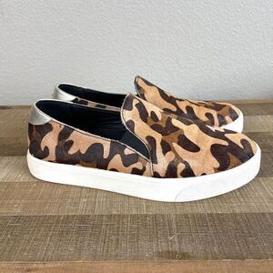 Cole Haan Tan and Brown Camo Slip-On Flats
